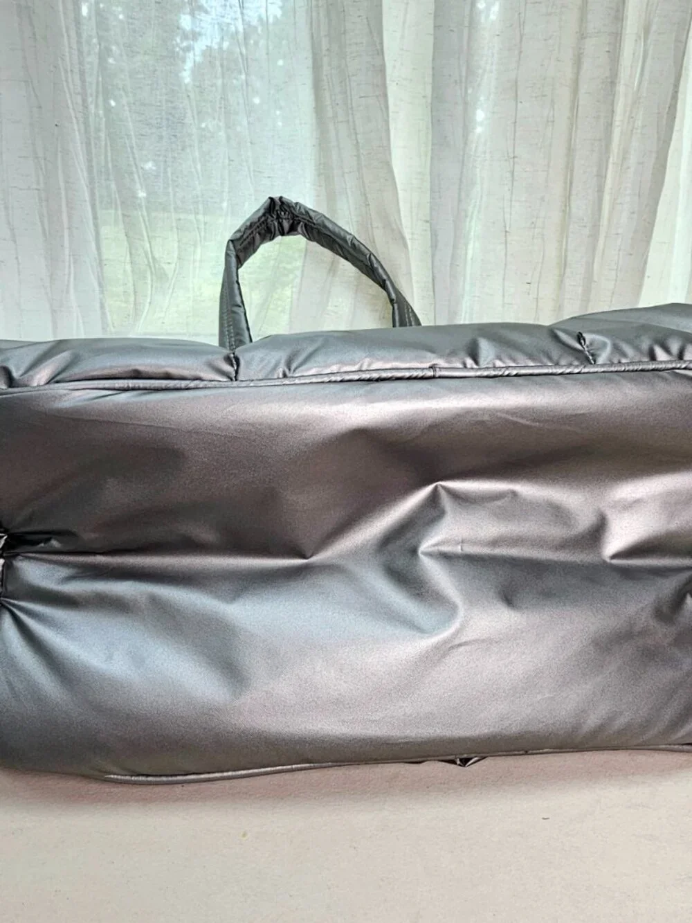 Calpak Metallic Silver Puffer Satchel Bag- love it but have not used it !!!